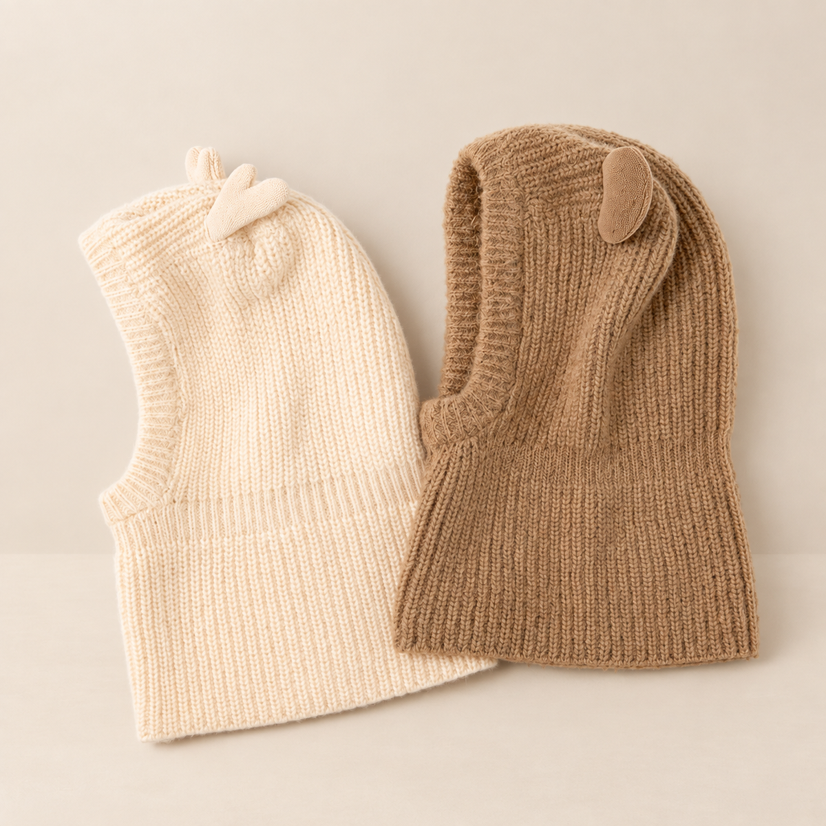 Baby Hat and Scarf Set Soft Fabric Newborn to 12 Months Neutral Tones 1