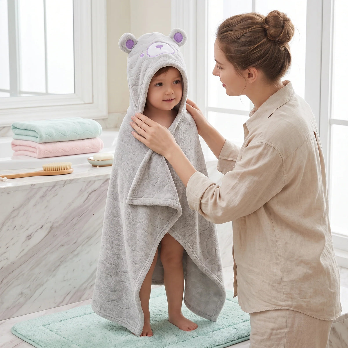 Baby Hooded Bathrobe - Soft, Absorbent & Cozy for Infants & Toddlers 10