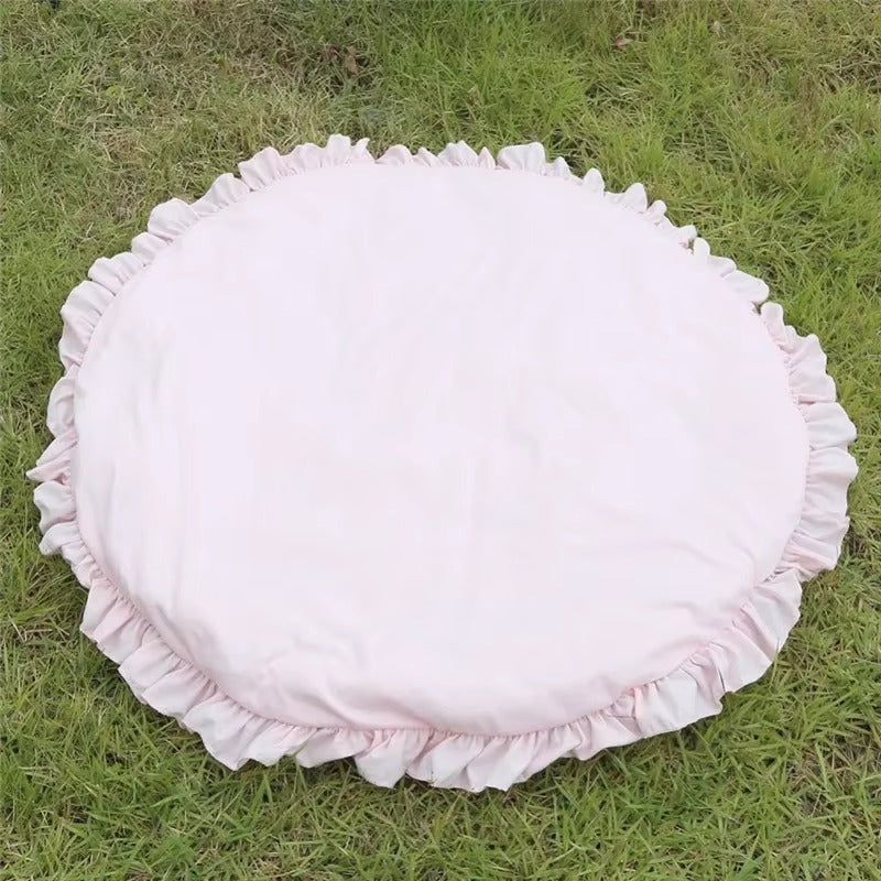 Baby Play Mat with Round Design and Ruffled Edge and Padded Construction 5