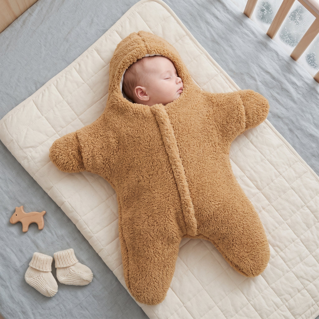 Baby Sleeping Sack - Cozy Starfish Design for Secure Sleep Comfort 0