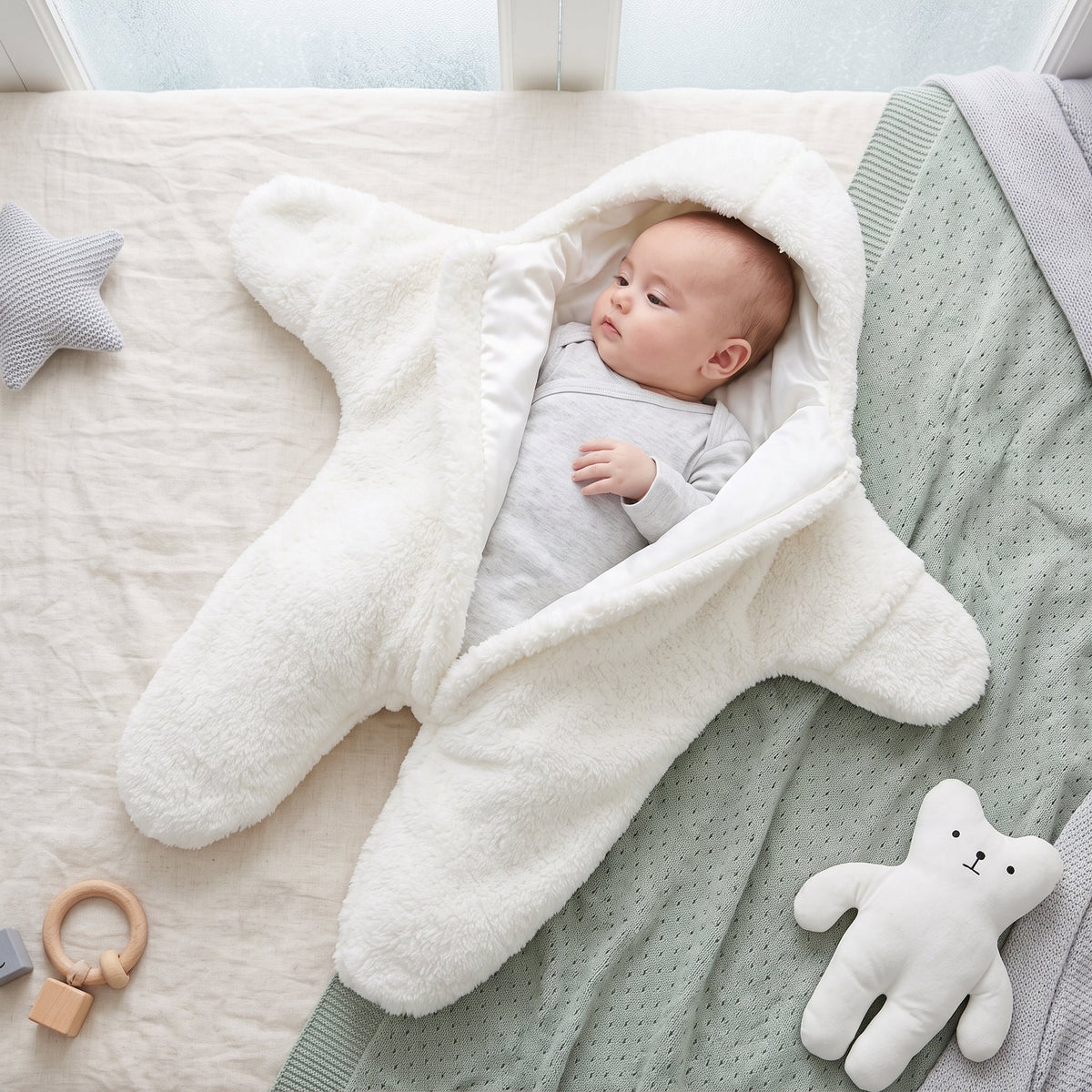 Baby Sleeping Sack - Cozy Starfish Design for Secure Sleep Comfort 3