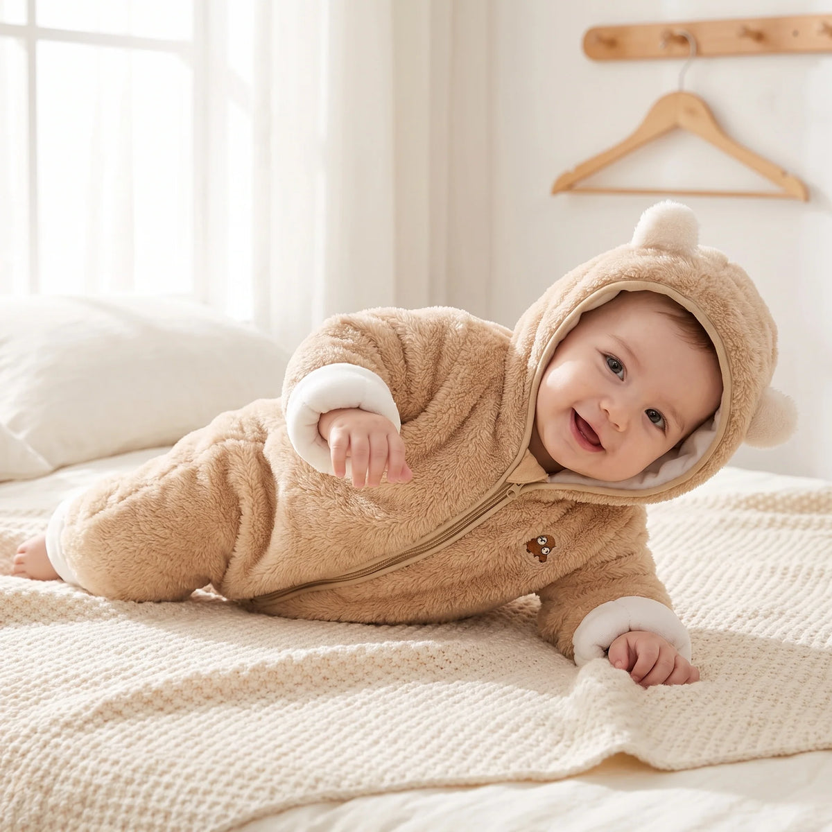 Baby Winter Jumpsuit - Soft Flannel Warmth for 0-3 Months Infants 4