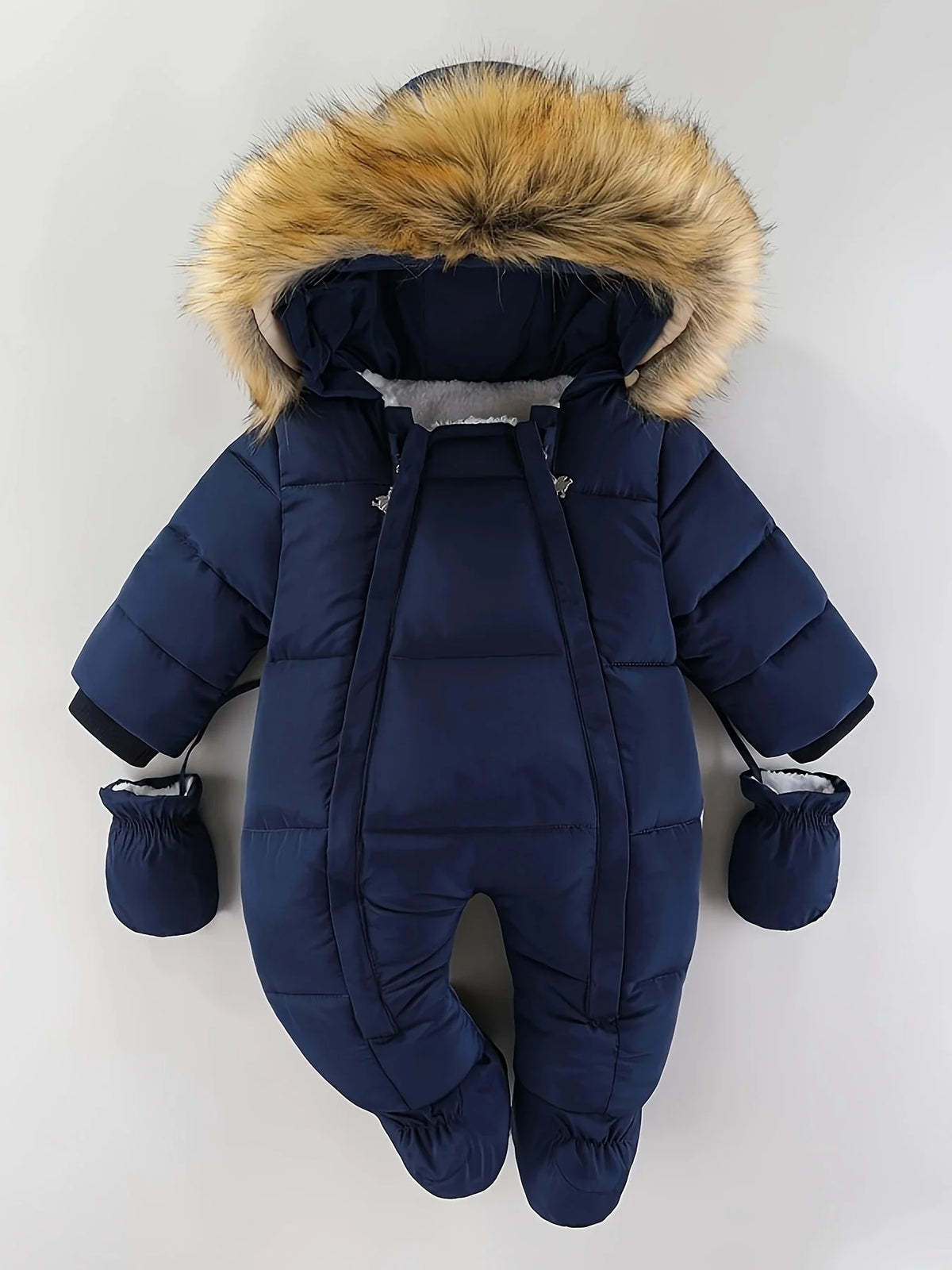 Baby Winter Suit - Warm Padded, Faux Fur Hood 04