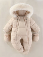 Baby Winter Suit Padded Polyester Cotton Faux Fur Hood