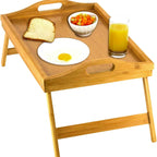 Bamboo Bed Tray Table with Folding Legs – Ideal for Breakfast in Bed, Laptop Use, and Serving Meals 0