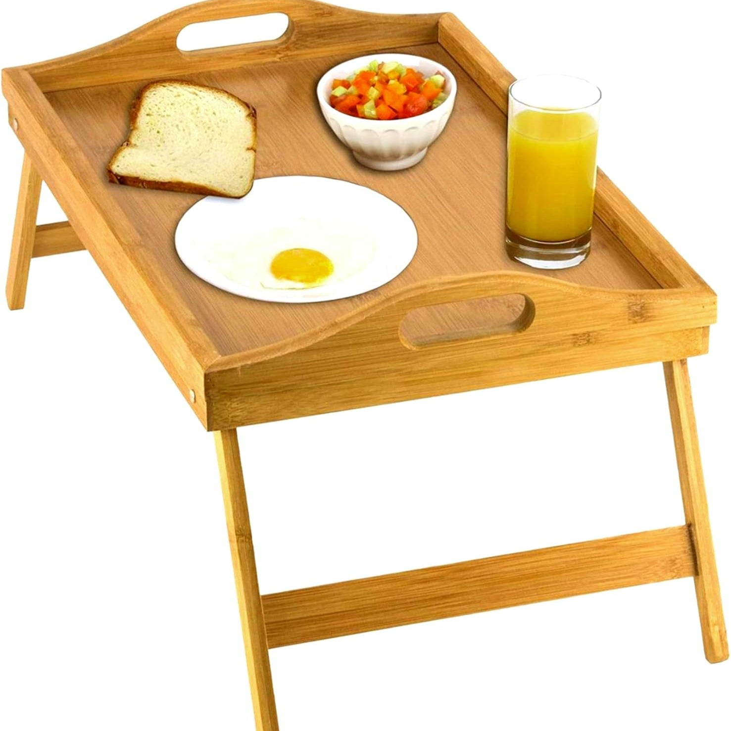 Bamboo Bed Tray Table with Folding Legs – Ideal for Breakfast in Bed, Laptop Use, and Serving Meals 0