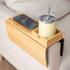 Bamboo Couch Tray - Non-Slip Sofa Armrest Table for Snacks & Drinks 2