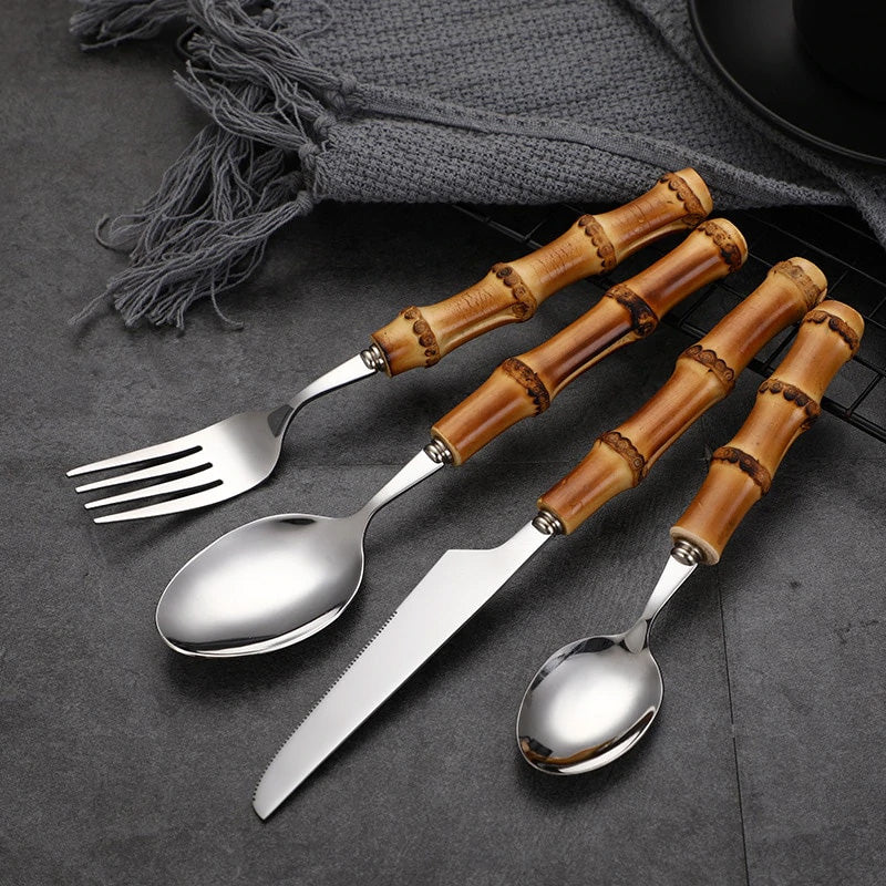 Bamboo Cutlery Set - Eco-Friendly, Durable & Elegant Dining Solution 5