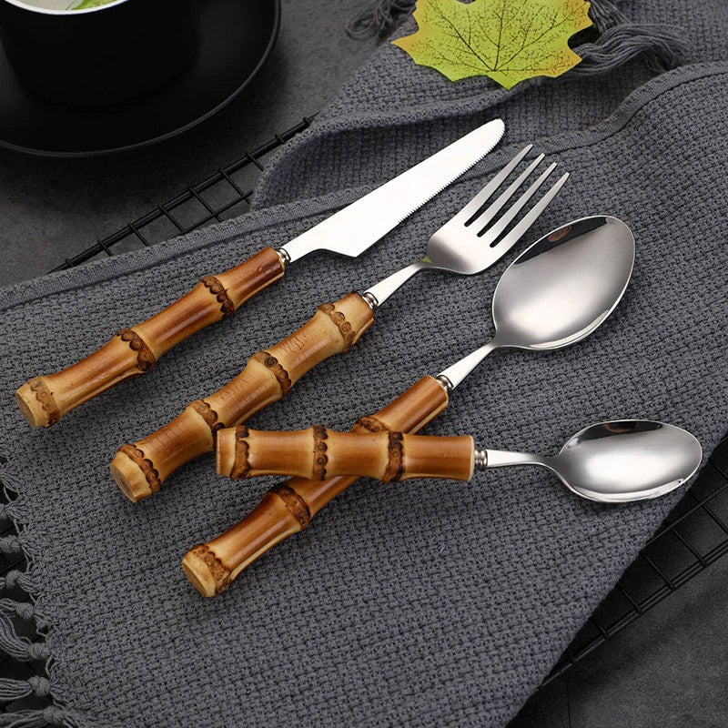 Bamboo Cutlery Set - Eco-Friendly, Durable & Elegant Dining Solution 6