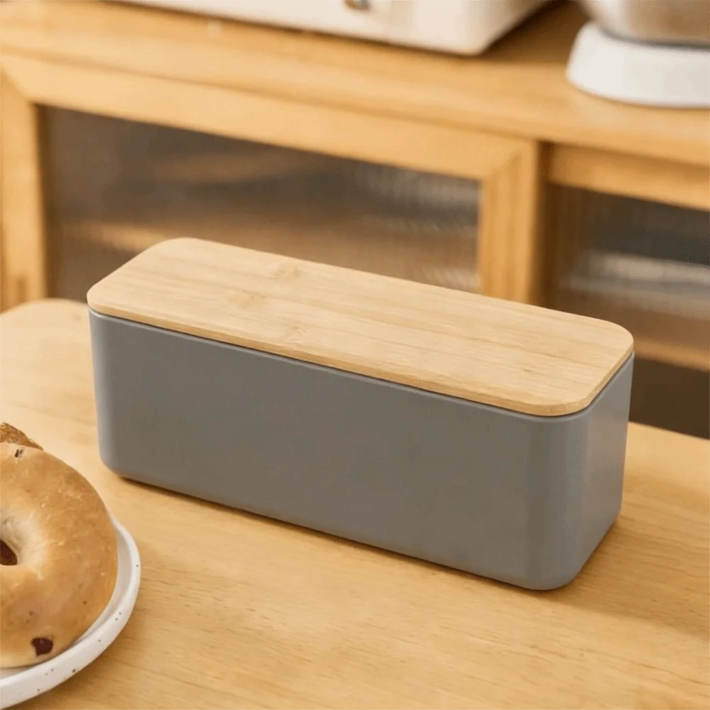 Bamboo Lid Bread Box - Stylish Bread Storage for Freshness & Organization 4
