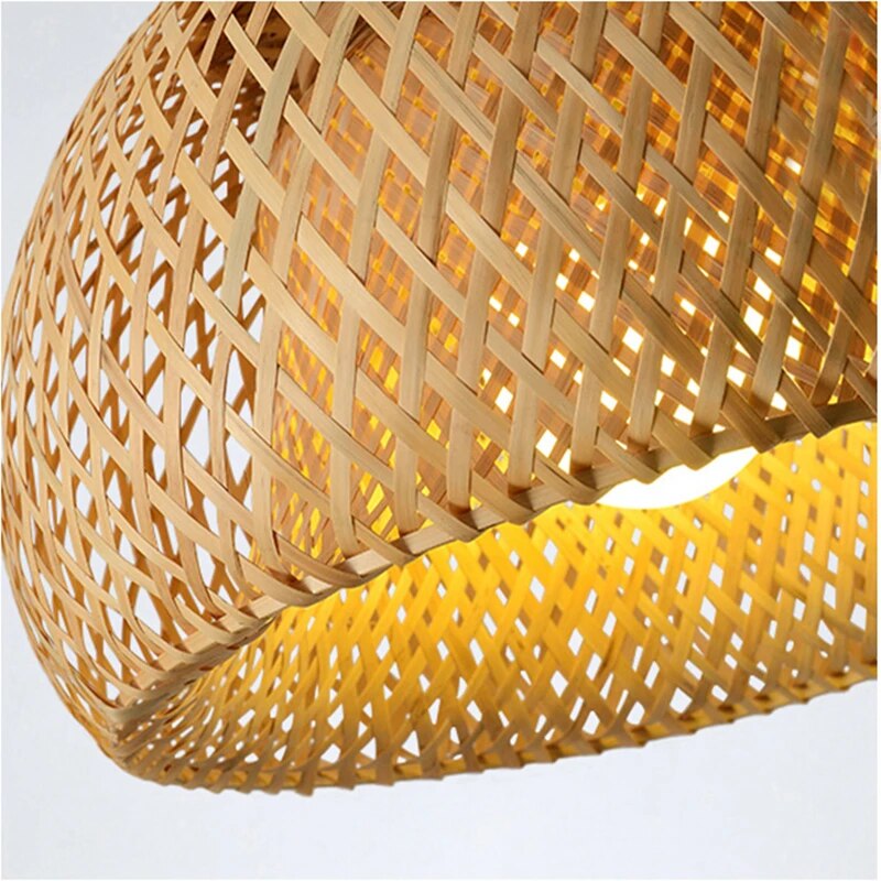 Bamboo Pendant Light - Handwoven Dome Ceiling Fixture for Warm Glow 1
