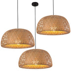 Bamboo Pendant Light - Handwoven Dome Ceiling Fixture for Warm Glow 2