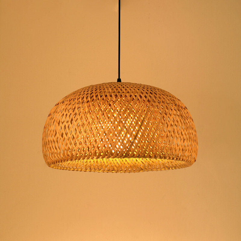 Bamboo Pendant Light - Handwoven Dome Ceiling Fixture for Warm Glow 6