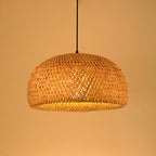 Bamboo Pendant Light - Handwoven Dome Ceiling Fixture for Warm Glow 6