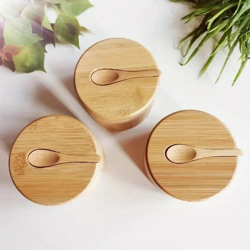 Bamboo Spice Box - Eco-Friendly Storage Containers with Magnetic Lid 2