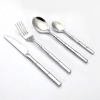 Bamboo Stainless Steel Flatware Set - Durable 24 or 30-Piece Cutlery 0