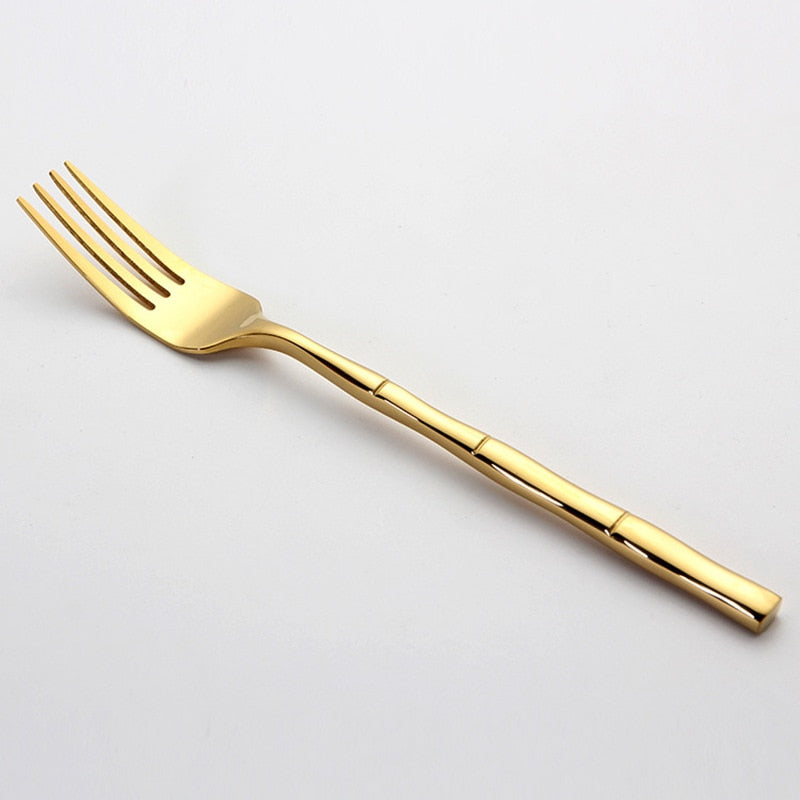 Bamboo Stainless Steel Flatware Set - Durable 24 or 30-Piece Cutlery 7