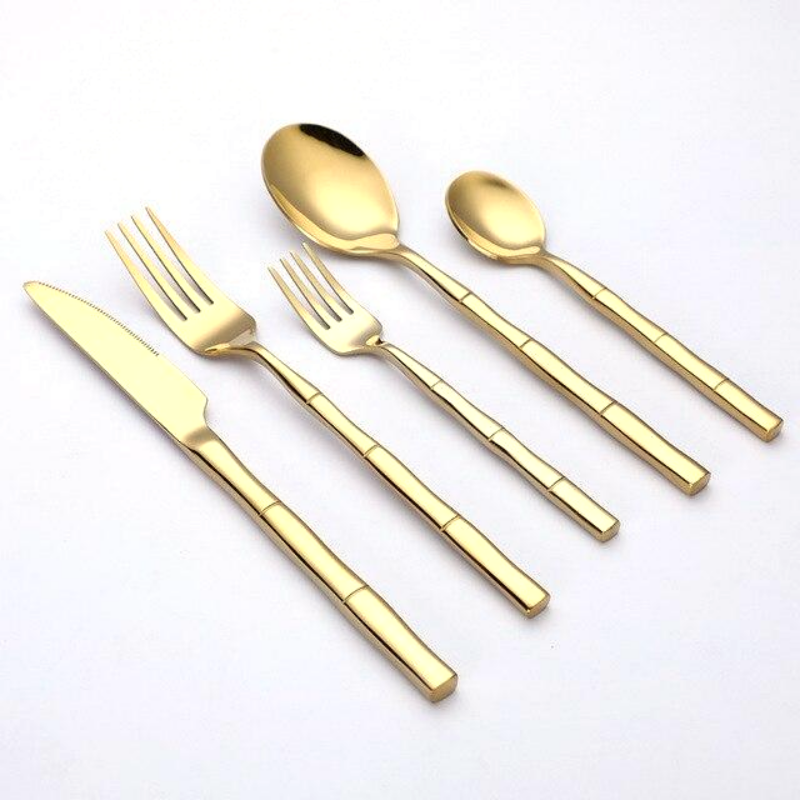 Bamboo Stainless Steel Flatware Set - Durable 24 or 30-Piece Cutlery 9