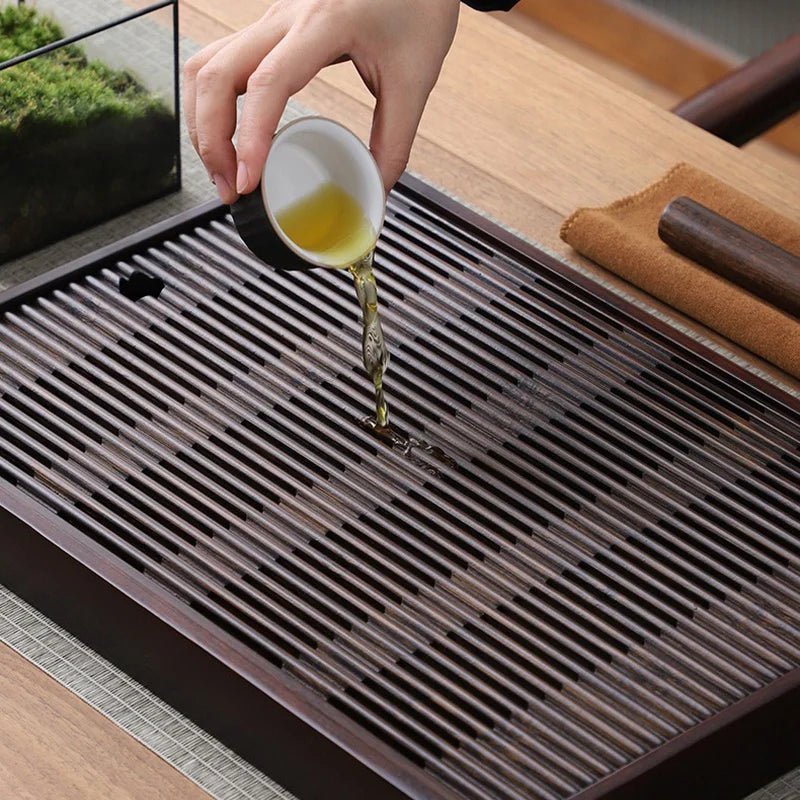 Bamboo Tea Tray - Elegant Design with Efficient Water Drain System 2