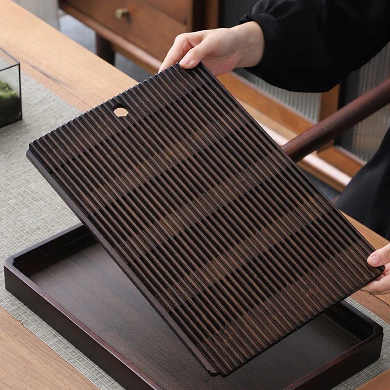 Bamboo Tea Tray - Elegant Design with Efficient Water Drain System 3