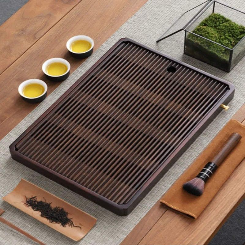 Bamboo Tea Tray - Elegant Design with Efficient Water Drain System 4