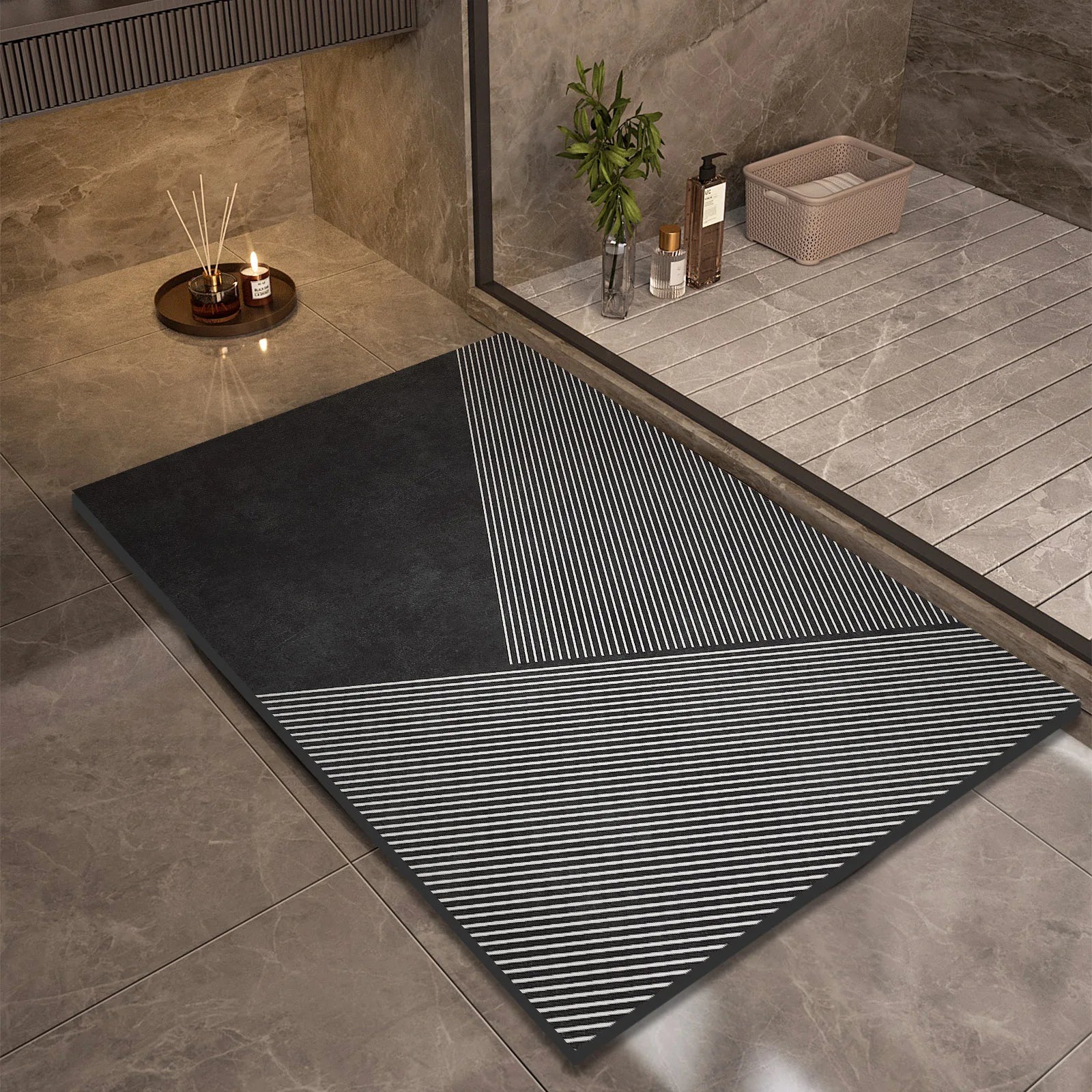 Bath Mat - Quick Drying, Non-Slip, Stone Design, Large Size 0