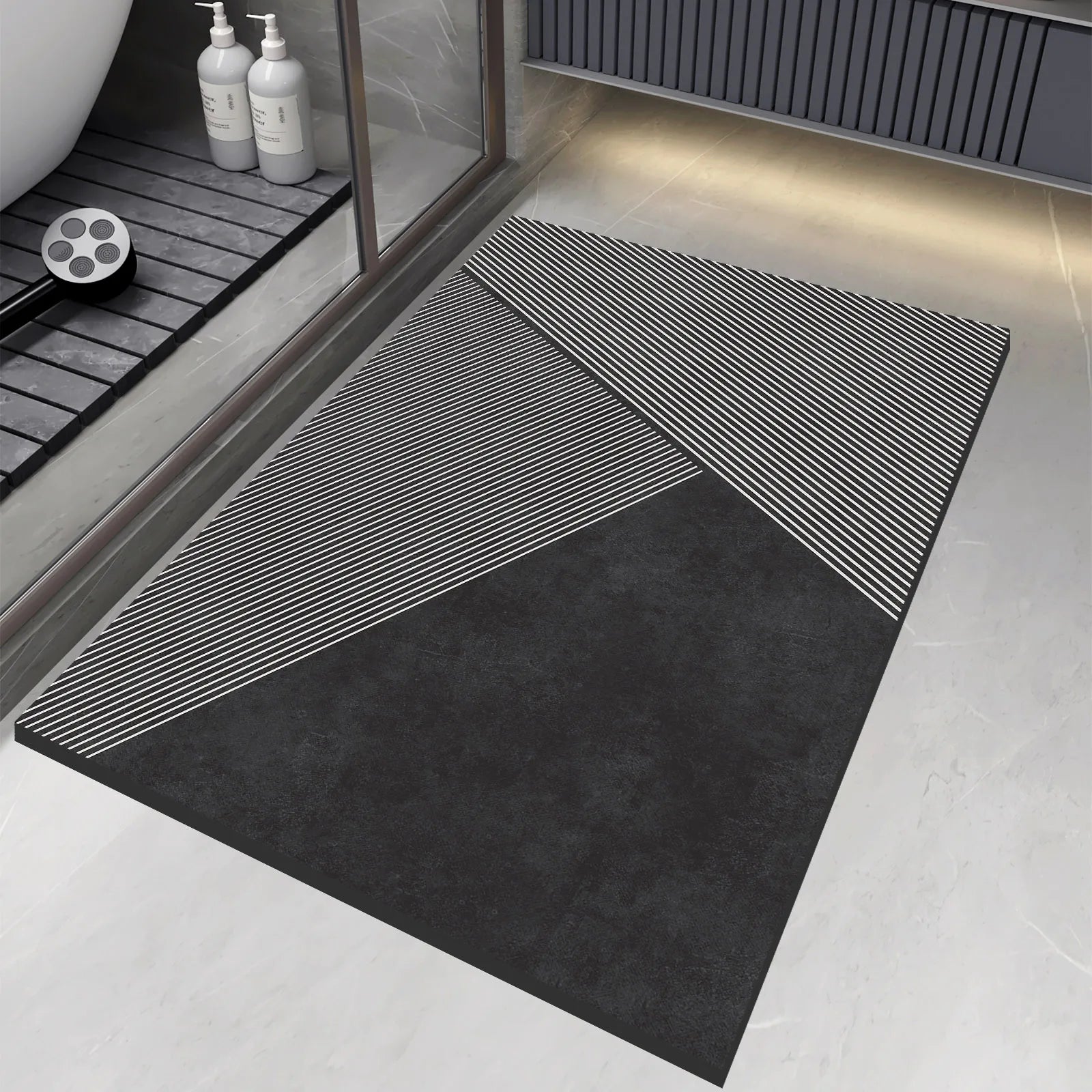 Bath Mat - Quick Drying, Non-Slip, Stone Design, Large Size 2