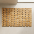 Bath Mat Bamboo Slatted EVA Backing Foldable Natural Finish, Non Slip Design