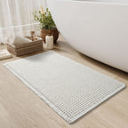 Bath Mat Cotton Waffle Non Slip Backing Rectangular, Soft Quick-Drying Bathroom Rug 4