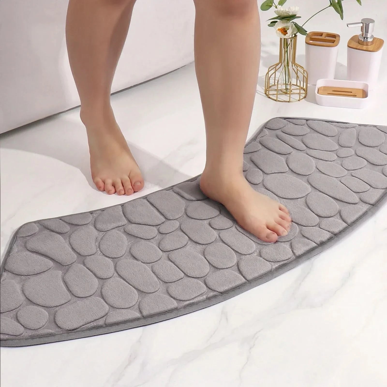 Bath Mat Curved 40 x 100 cm Coral Fleece Non Slip, Quick-Drying Coral Fleece 2