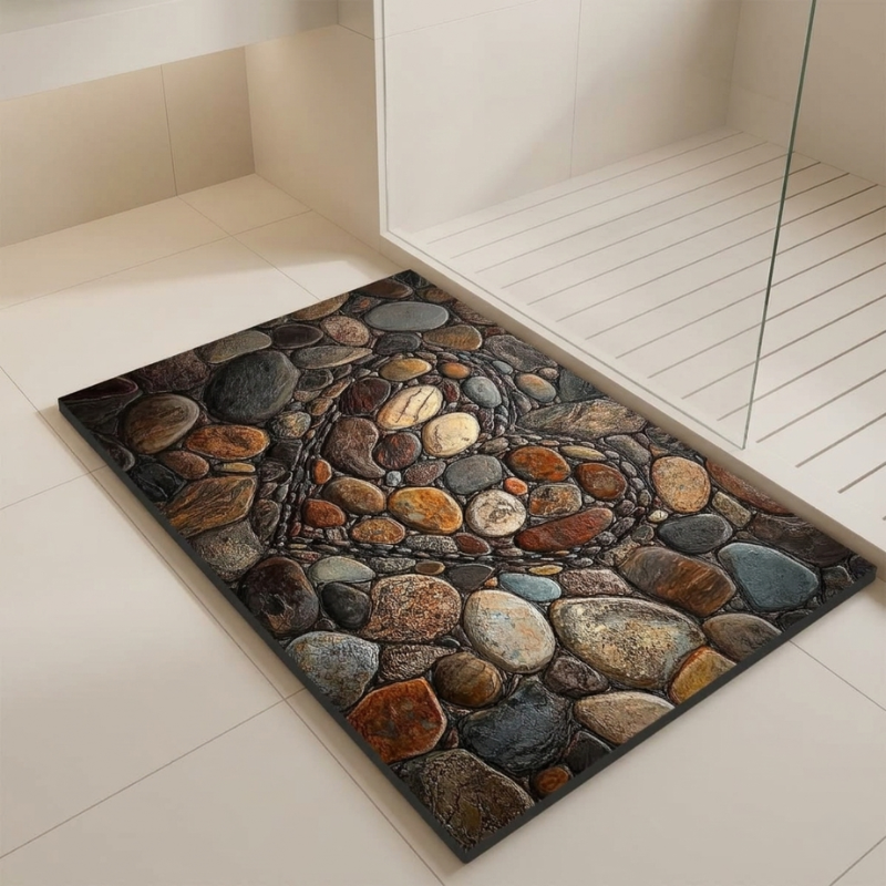 Bath Mat Diatomaceous Earth Non Slip Pebble Stone