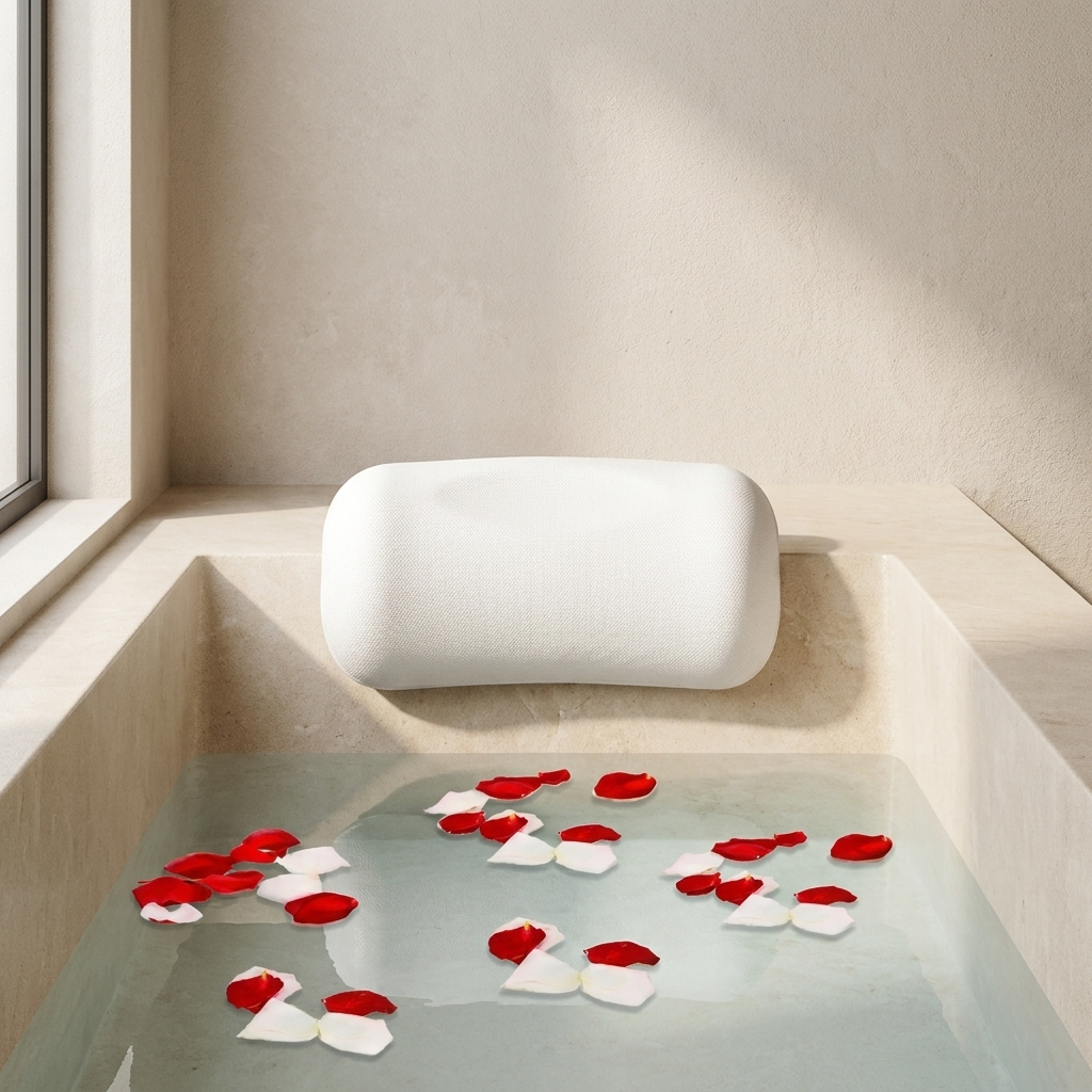 Bath Pillow Foam Water Resistant Non Slip Suction Cups