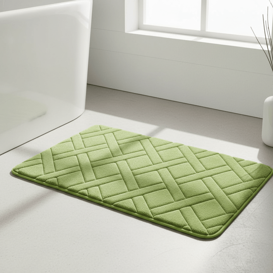 Bathroom Mat - Soft Microfiber Non-Slip Rug with Elegant Cross Pattern 1