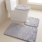 Bathroom Rug Set Microfiber Gold 3 Piece Non Slip, Rug Set for Luxurious Comfort