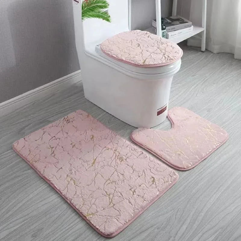 Bathroom Rug Set Microfiber Gold 3 Piece Non Slip, Rug Set for Luxurious Comfort 2