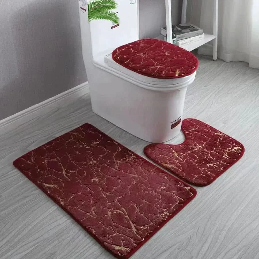Bathroom Rug Set Microfiber Gold 3 Piece Non Slip, Rug Set for Luxurious Comfort 3