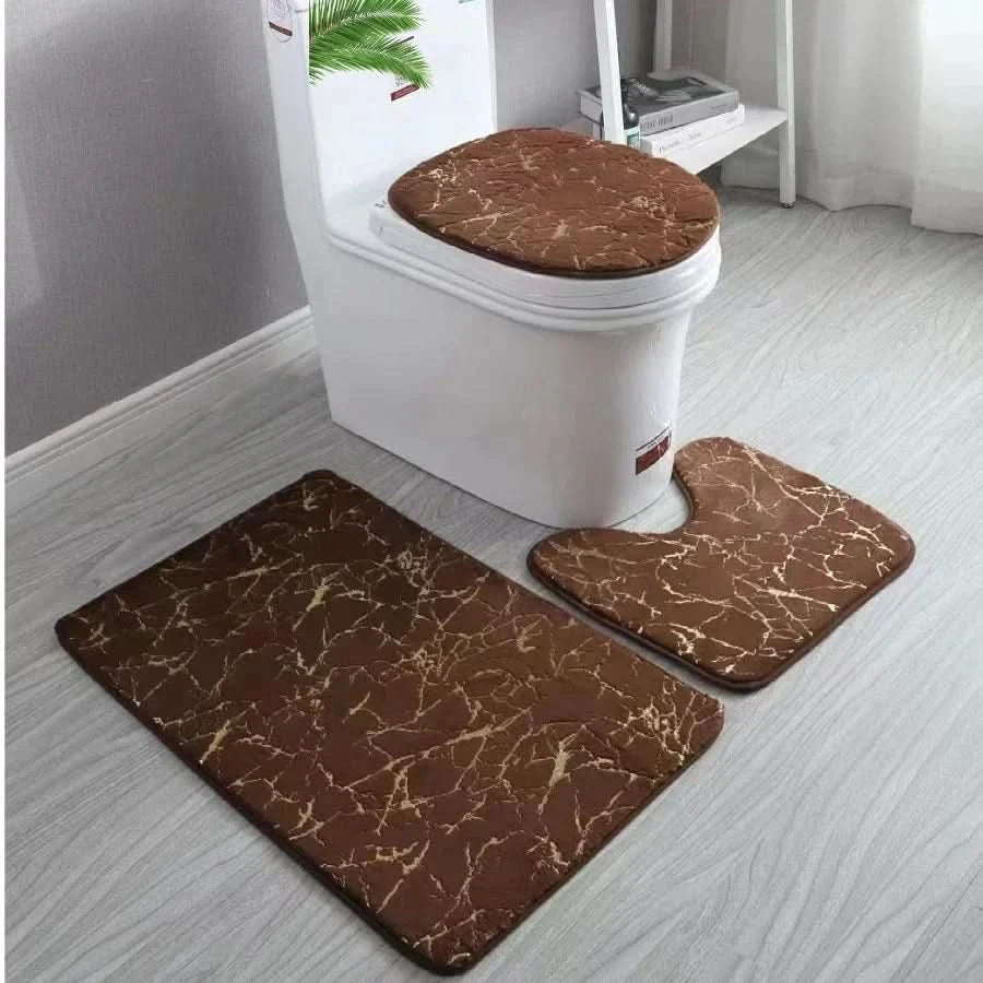 Bathroom Rug Set Microfiber Gold 3 Piece Non Slip, Rug Set for Luxurious Comfort 6