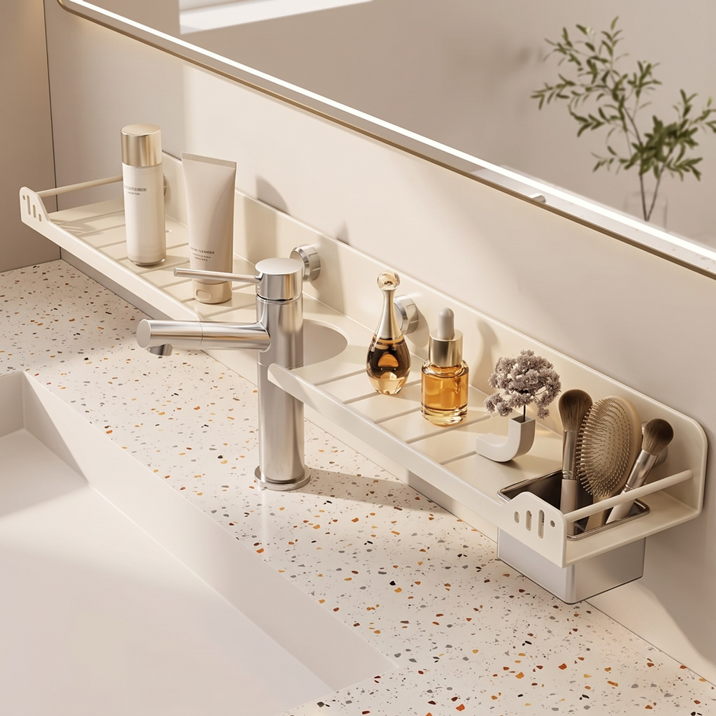Bathroom Shelf - Space-Saving Bathroom Storage with Vacuum Suction 0