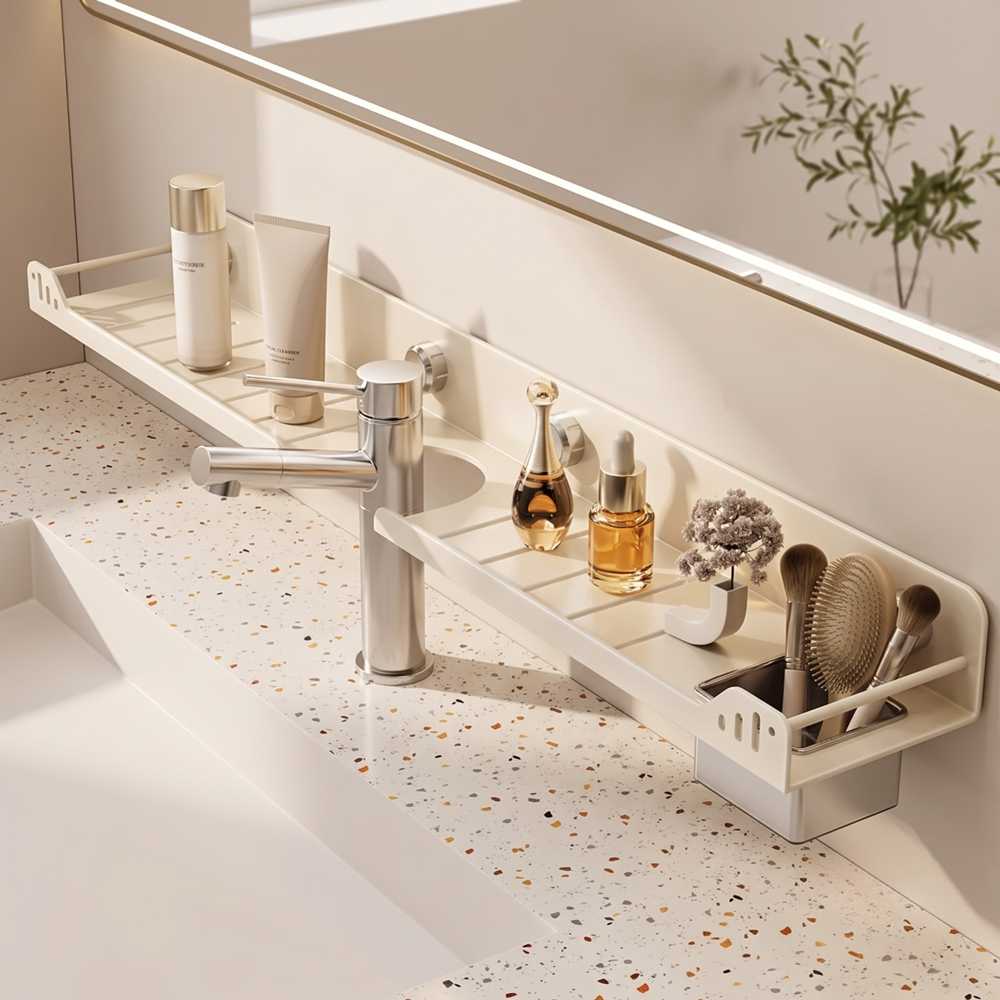 Bathroom Shelf - Space-Saving Bathroom Storage with Vacuum Suction 0