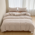 Bedding Set Polyester Striped Duvet Cover Bed Sheet Pillowcases