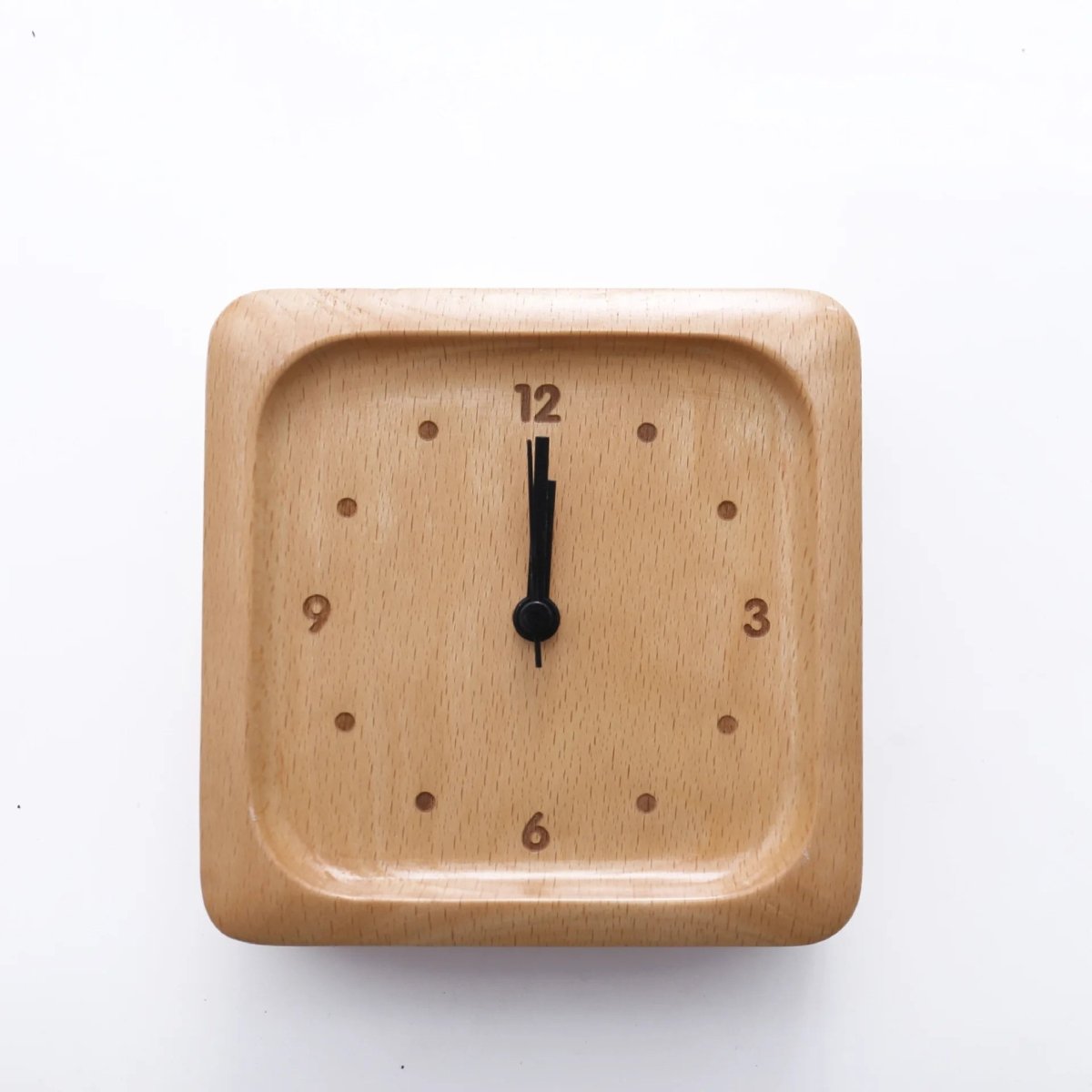Beech Wood Alarm Clock - Minimalist Design with Silent Movement 3