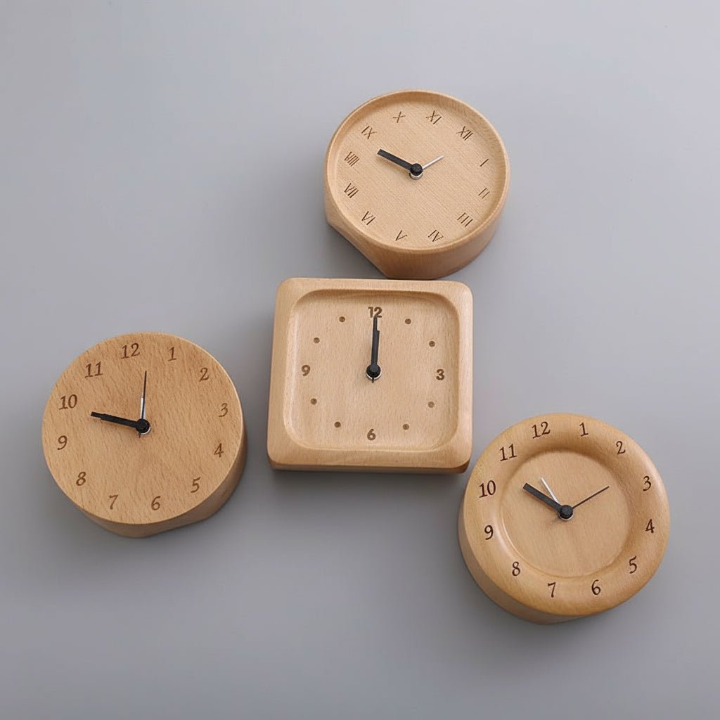 Beech Wood Alarm Clock - Minimalist Design with Silent Movement 5