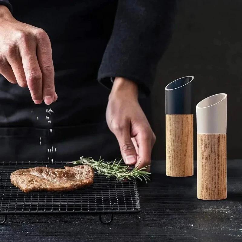 Beech Wood Kitchen Grinder Set - Best Salt and Pepper Grinders for Stylish Seasoning 2