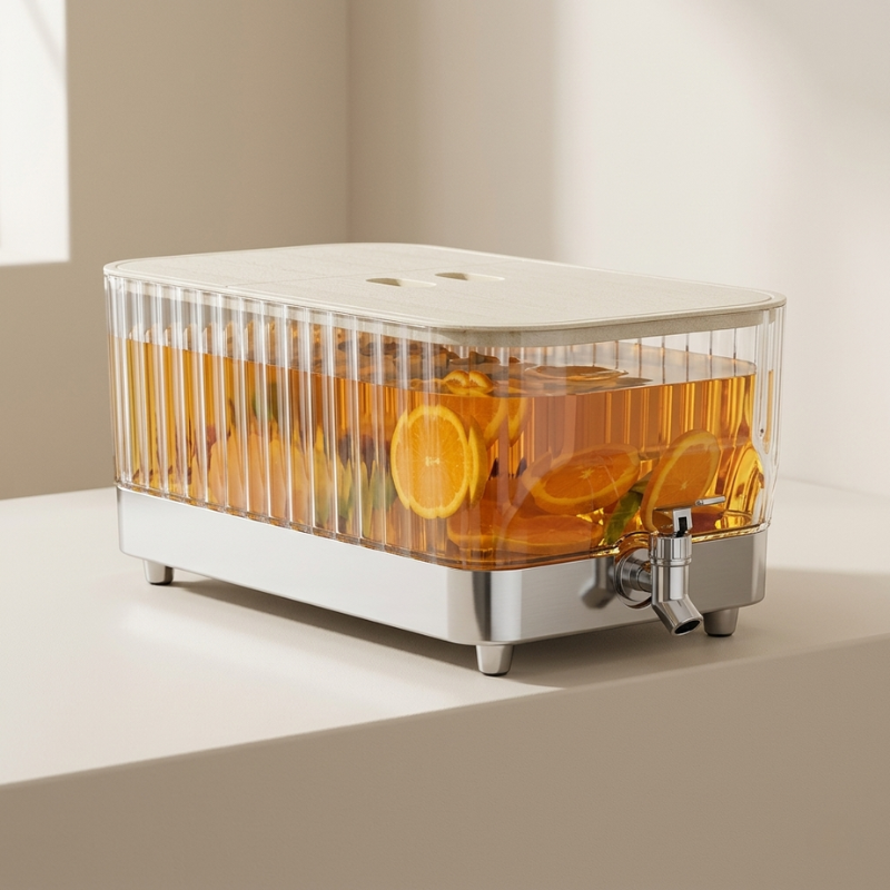 Beverage Dispenser 5.3 L PC ABS Clamp Lid Spout 32 x 17 x 13.5 cm, Hot & Cold Drink Dispenser