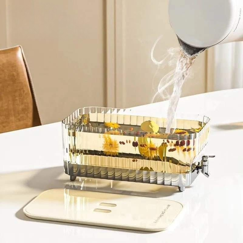 Beverage Dispenser 5.3 L PC ABS Clamp Lid Spout 32 x 17 x 13.5 cm, Hot & Cold Drink Dispenser 4