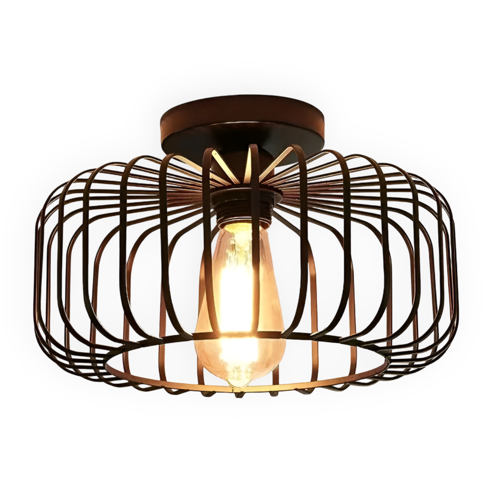 Birdcage Ceiling Lamp - Modern Black Iron Pendant Light Fixture 0