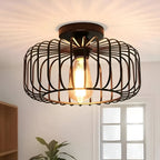 Birdcage Ceiling Lamp - Modern Black Iron Pendant Light Fixture 1