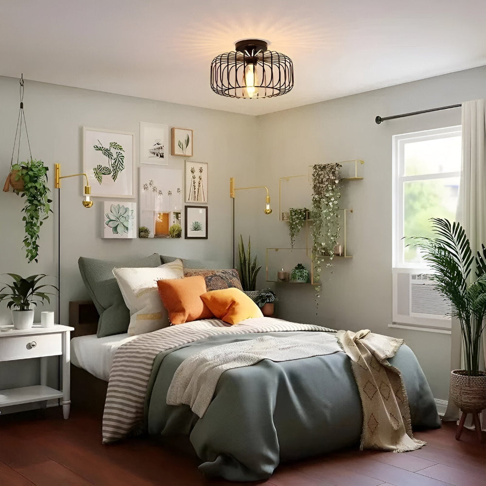 Birdcage Ceiling Lamp - Modern Black Iron Pendant Light Fixture 2
