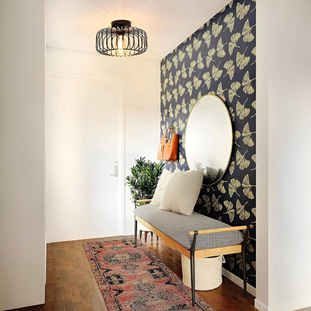 Birdcage Ceiling Lamp - Modern Black Iron Pendant Light Fixture 4