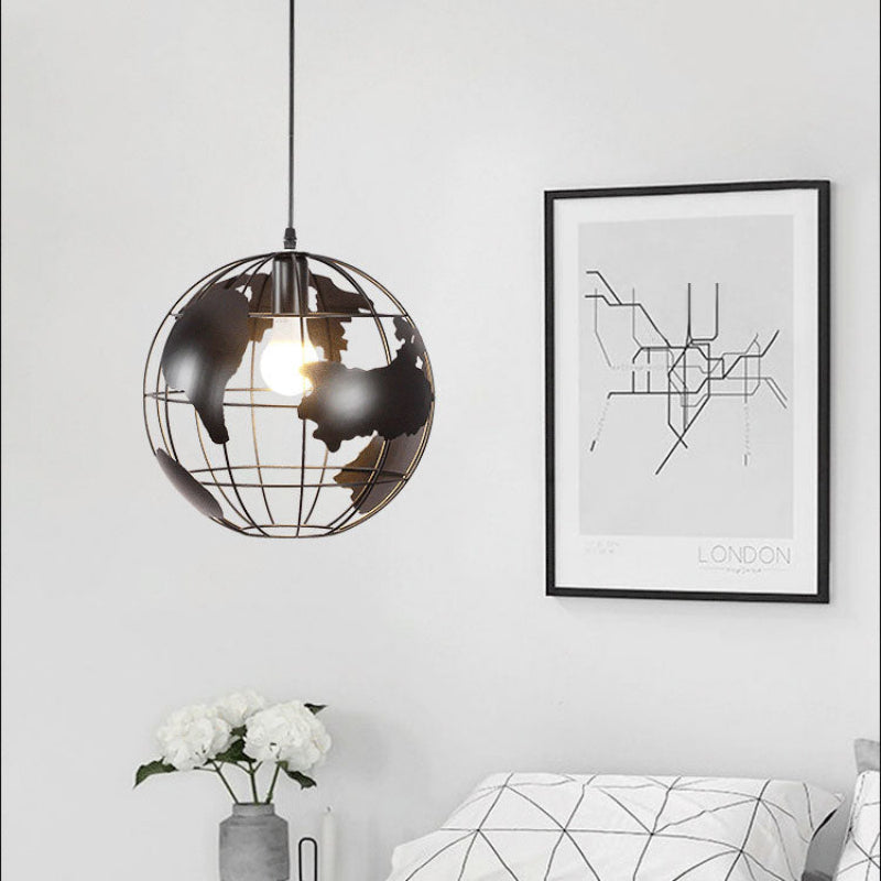 Black Pendant Light - Adjustable Earth Shape Design for Stylish Illumination 0